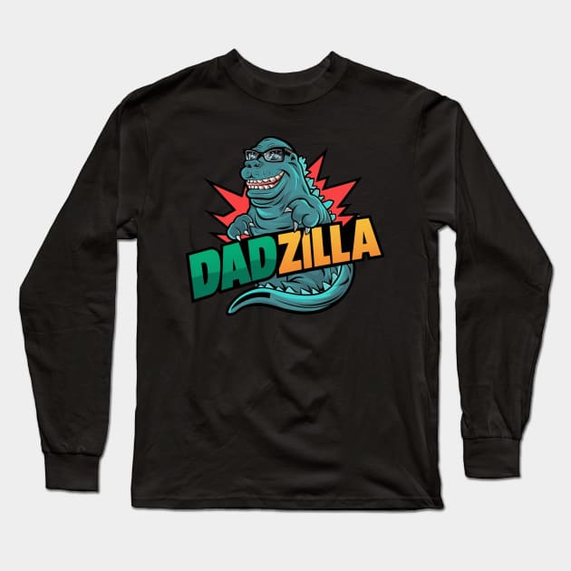 Fathers Day Worlds Best Dad Father Birthday Gift For Daddy New Dad Godzilla Dad To Be Funny Present Japanese Film Long Sleeve T-Shirt by DeanWardDesigns